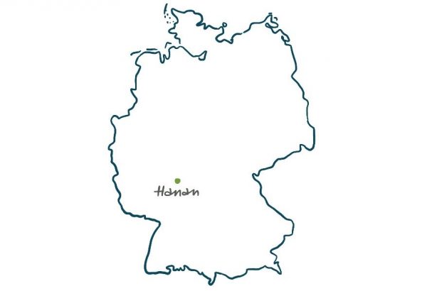 Deutschlandkarte Hanau markiert
