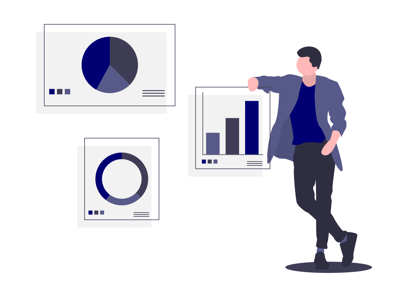 Market Insights Diagramme auf Folien